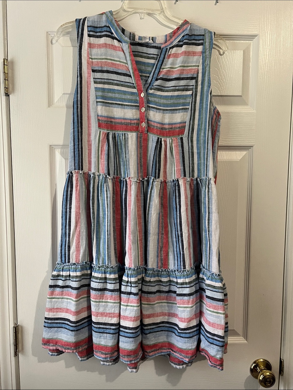 Tribal Jeans Striped Tiered Sundress Blue, Pink & White